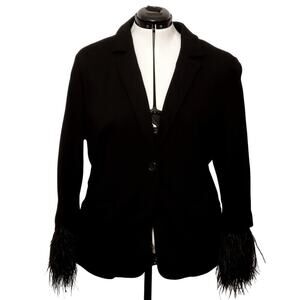 Chico's Feather Knit Black Jacket, Size 3 (16/18)